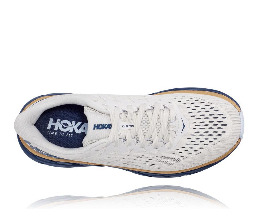 Hoka One One Løbesko Dame - Clifton 7 - Hvide/Blå - 096813TUA